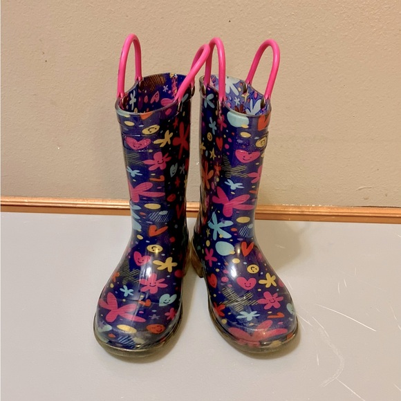 Western Chief Groovy Garden Light-Up Rain Boots, Multicolor - Size 9 (GUC) - Picture 1 of 9